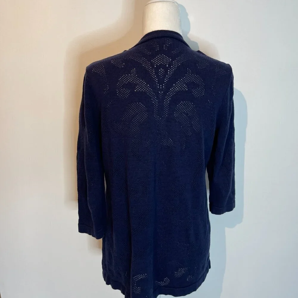 Chico's Navy Tunic Cardigan Sweater size Large (Chico's 2) - Picture 2 of 4